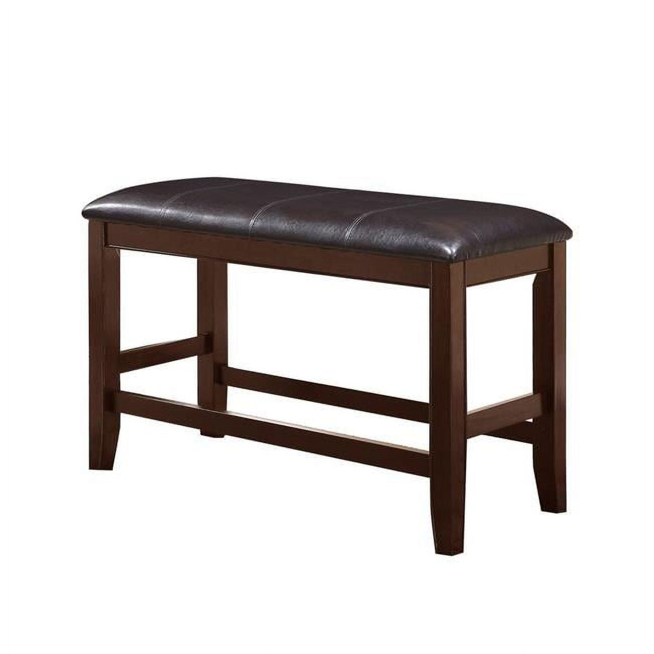 Elegant Dual-Tone Wooden Counter Height Bench with Leatherette Seat