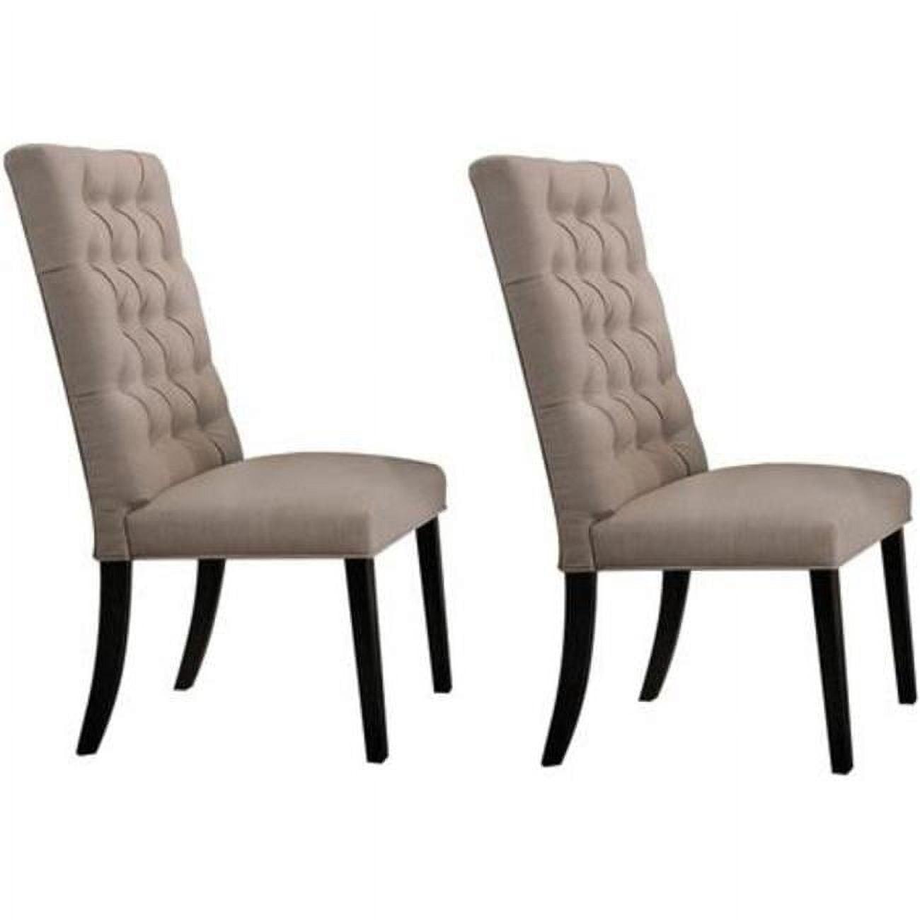 High Parsons Upholstered Linen Side Chair in Black Wood