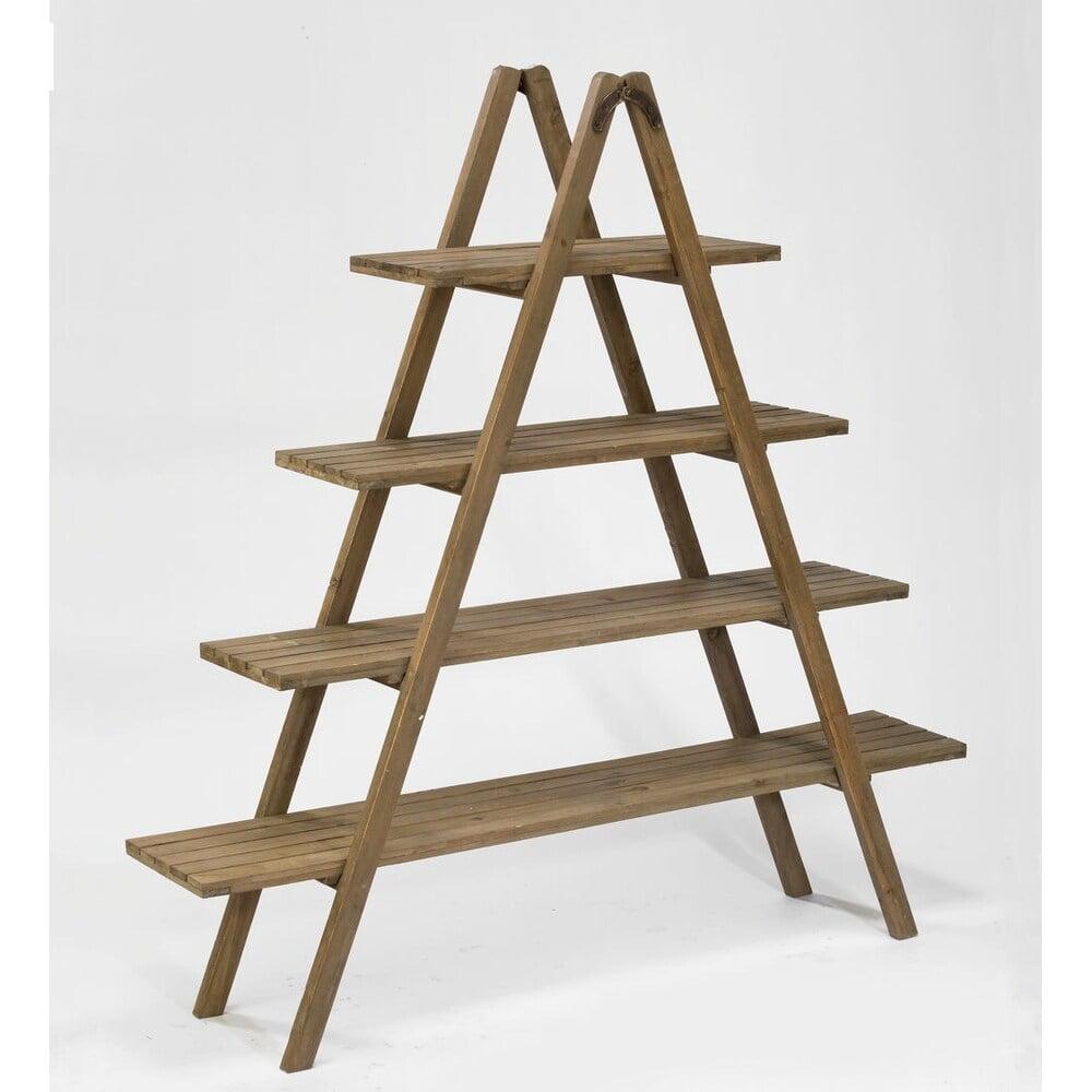 Brown Recycled Fir Wood 4-Tier A-Frame Ladder Shelf