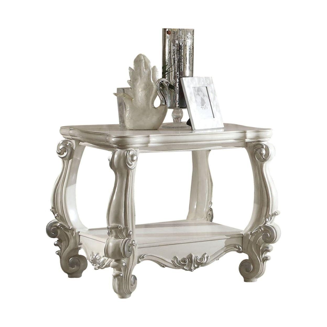 Versailles Classic Bone White 31" Square Wood End Table