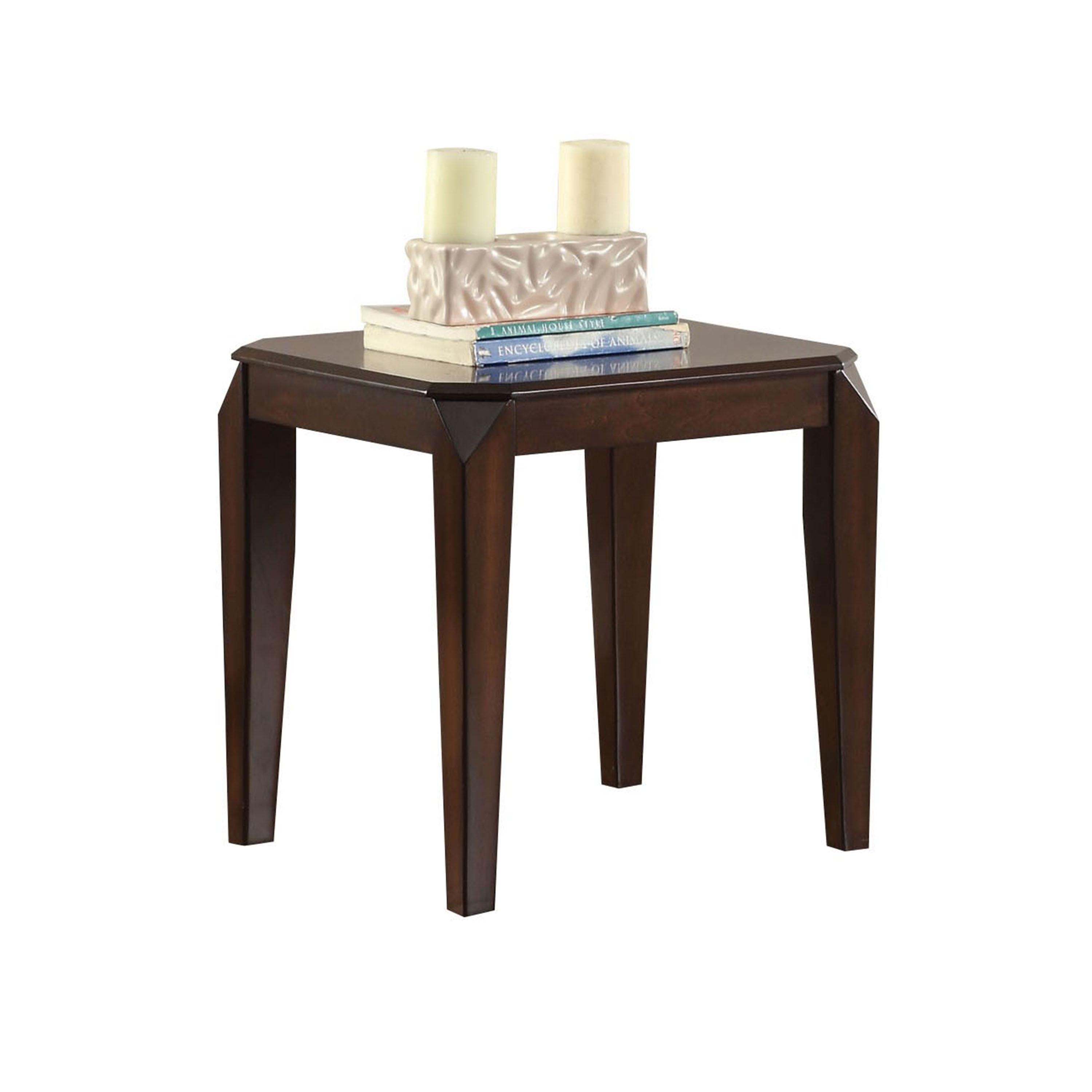 Wooden End table with Beveled Tapered Legs Walnut Brown - Saltoro Sherpi