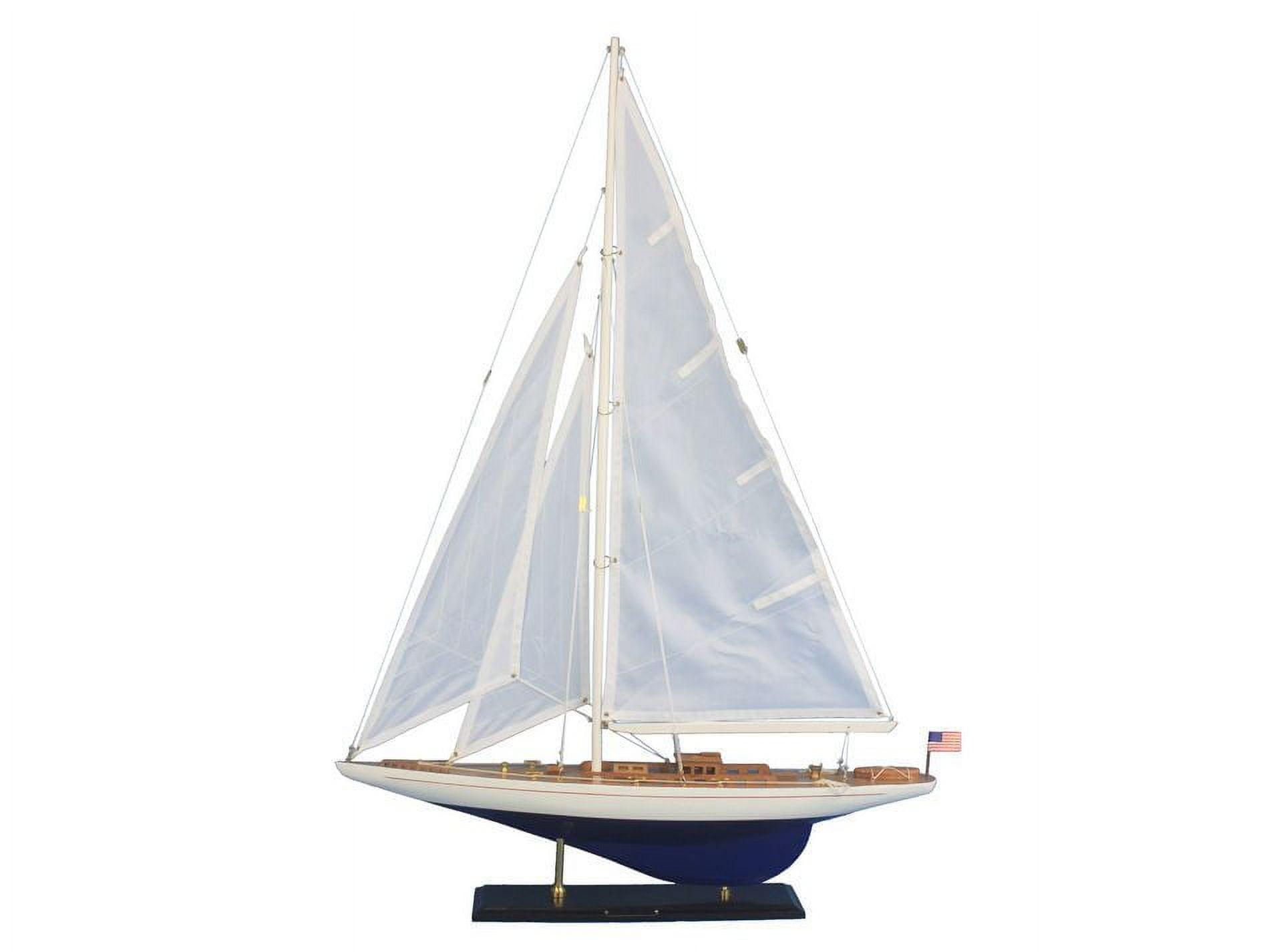 Enterprise 35'' Handcrafted Wooden Model Yacht with Sails