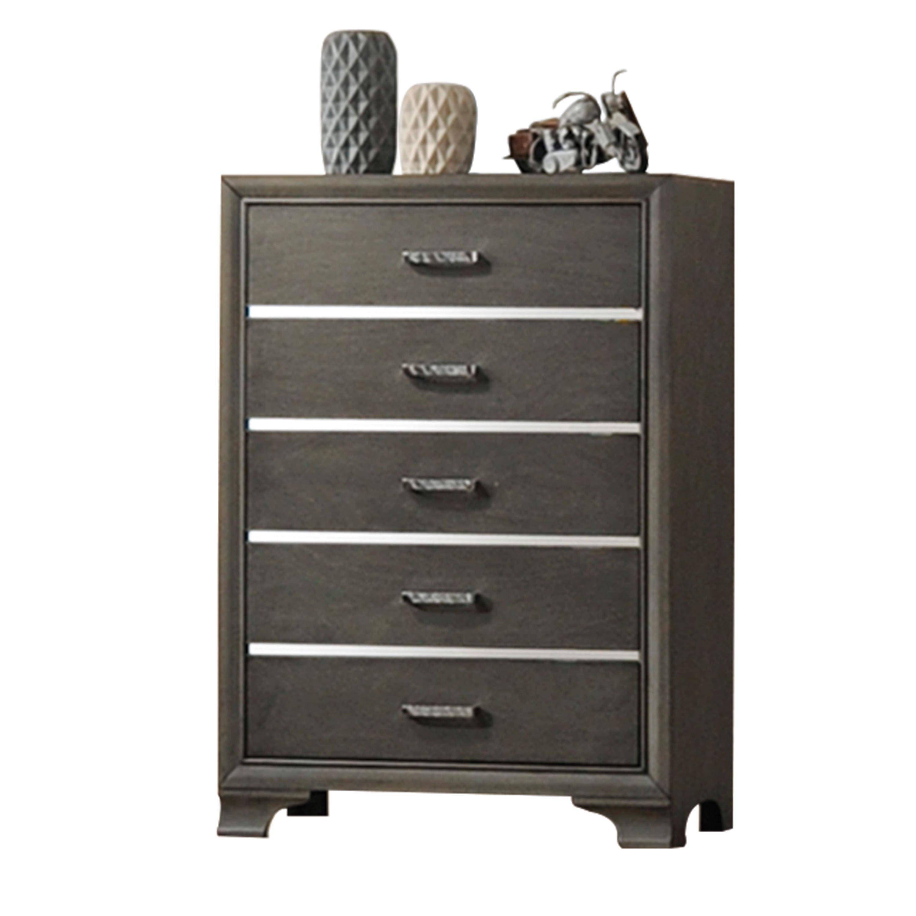 Carine Gray Vertical Chest with Five Drawers