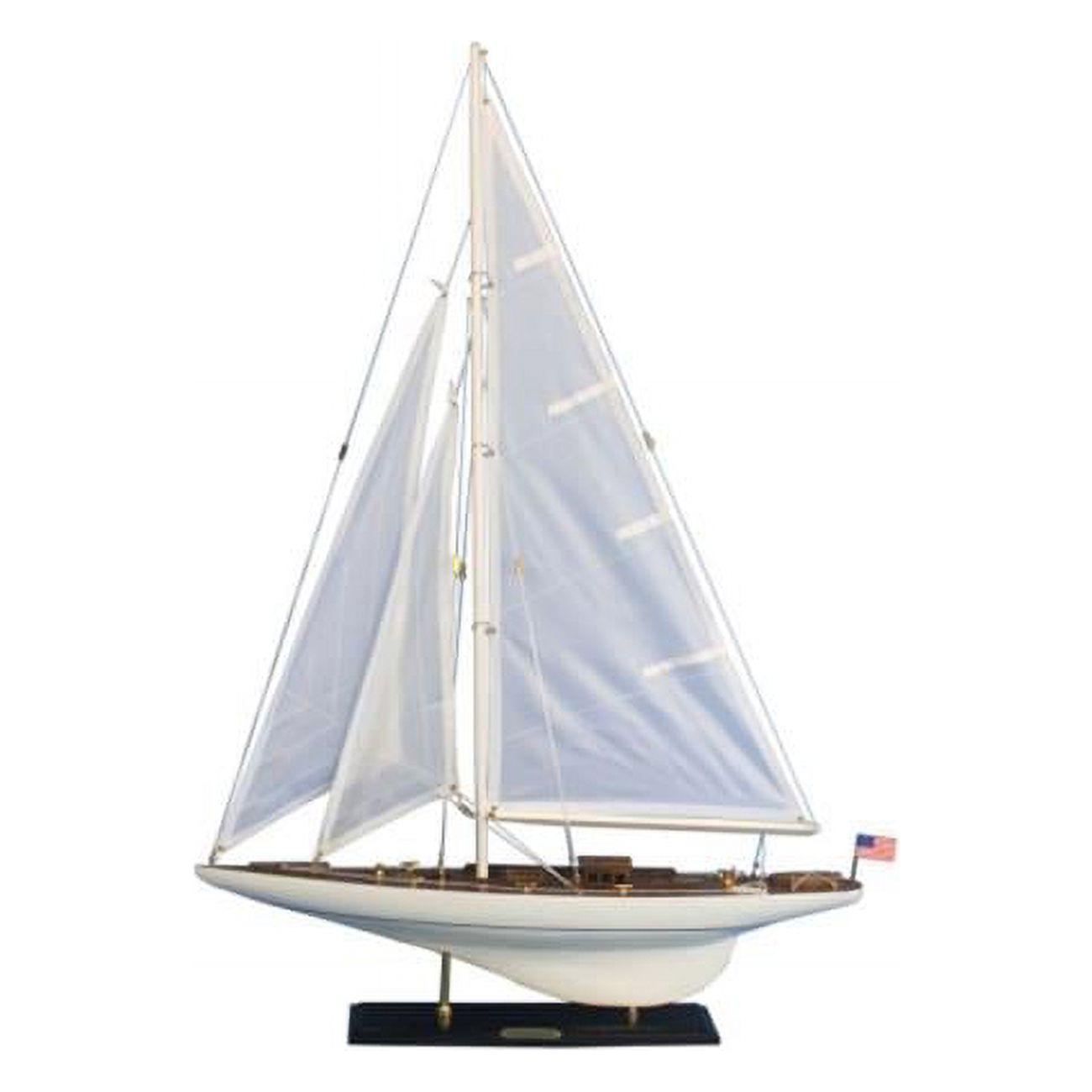 Wooden Intrepid Model Sailboat Decoration - 35 in.