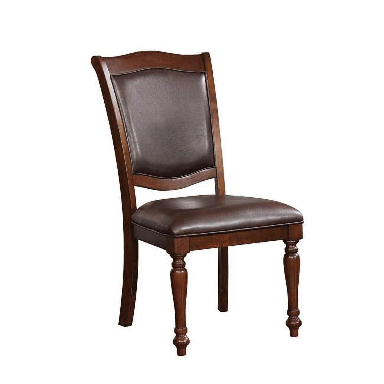 Cherry Brown & Dark Brown Faux Leather Upholstered Side Chair