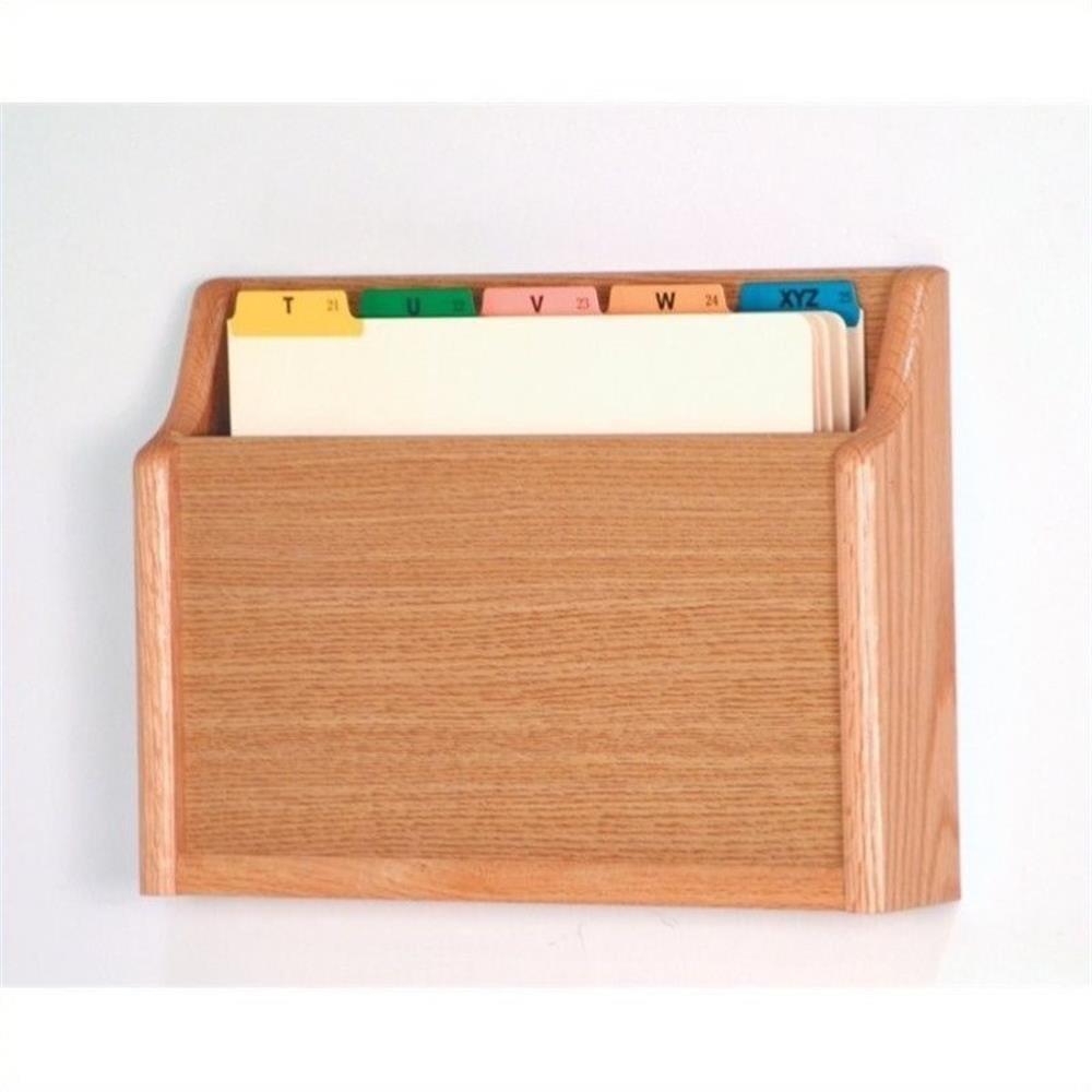 Light Oak Wall Mount File Holder with Solid Oak Sides