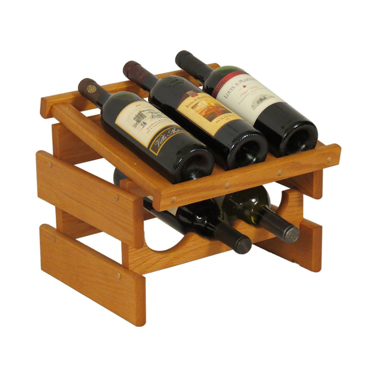 Light Oak 6 Bottle Solid Wood Tabletop Wine Rack