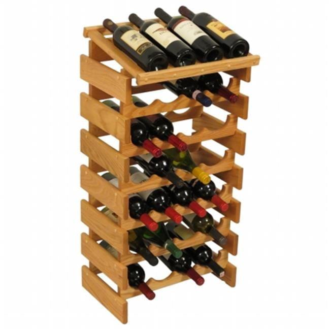 Light Oak 28-Bottle Solid Wood Floor Wine Rack