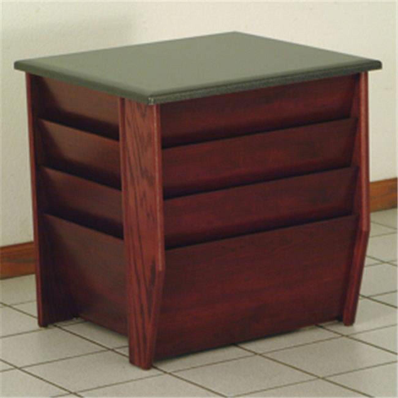 Mahogany & Black Granite Magazine End Table with Storage