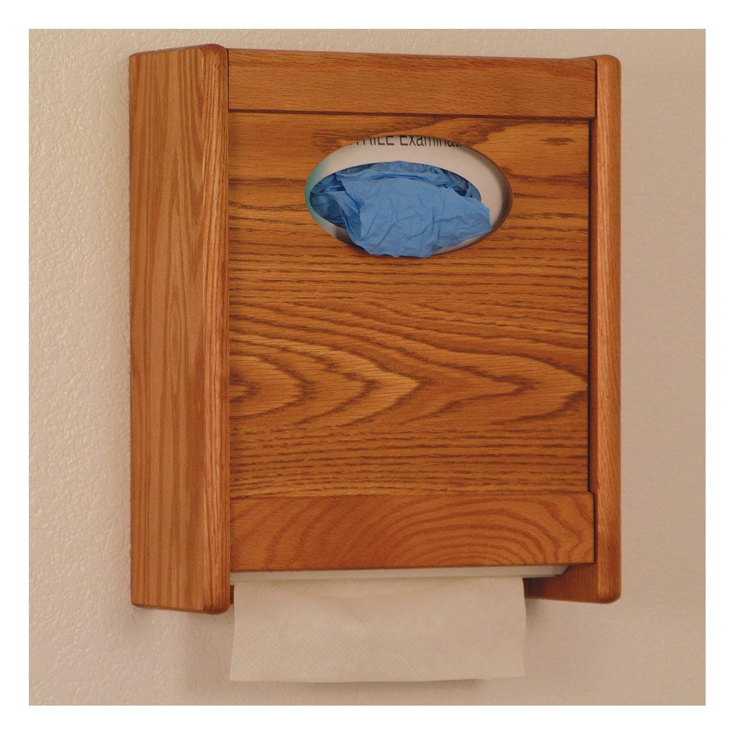 Wooden Mallet WCX1MO Combo Towel Dispenser and Glove and Tissue Holder in Medium Oak