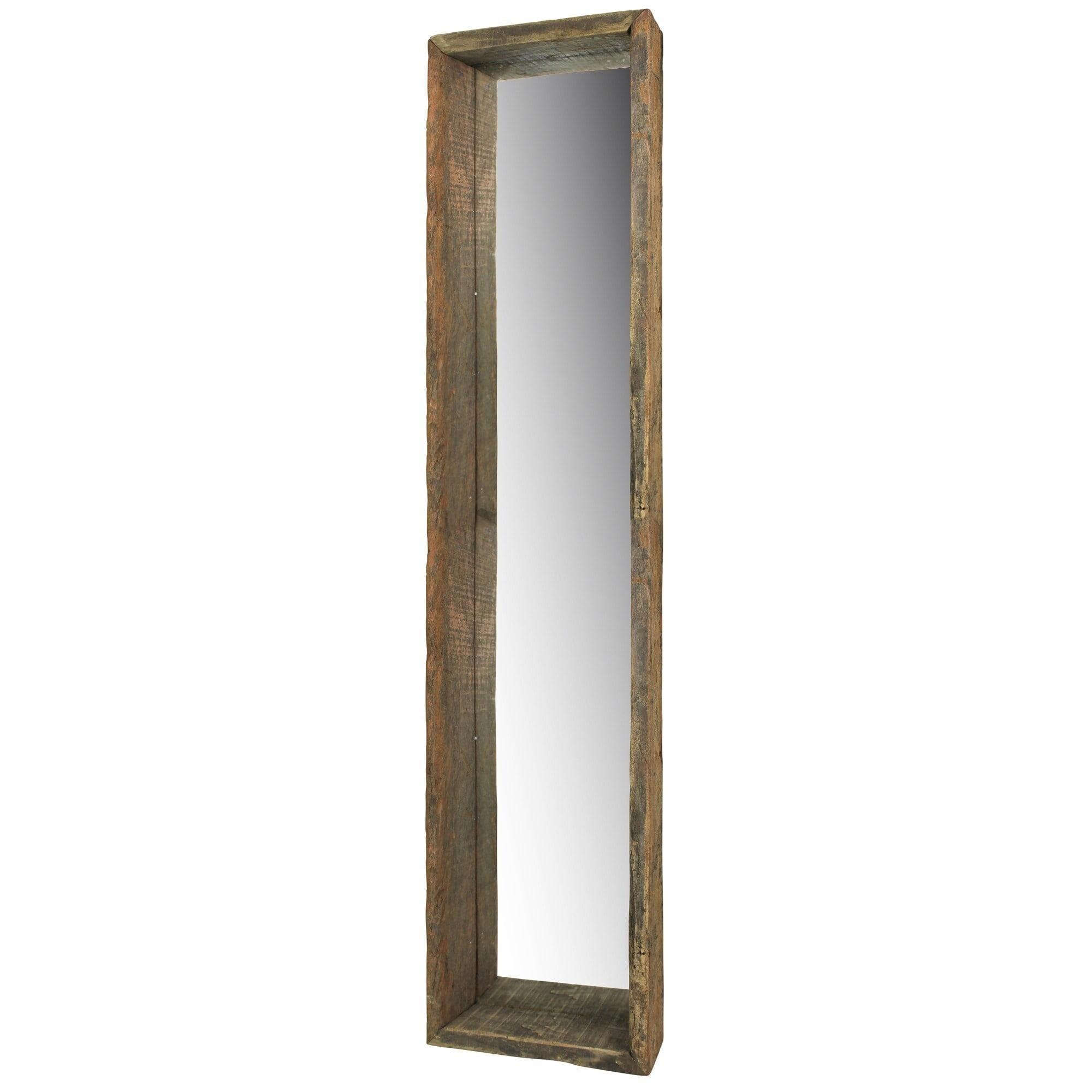 Rustic Wood and Mirror Rectangular Wall Shelf - 28.2"