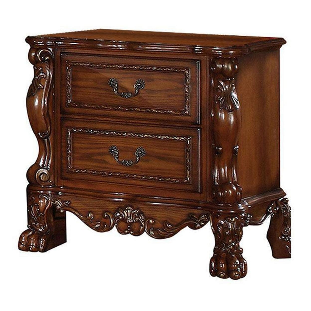 32" Cherry Oak Traditional 2-Drawer Nightstand