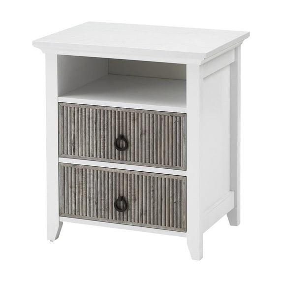 Wooden Nightstand with 2 Drawers and Open Shelf