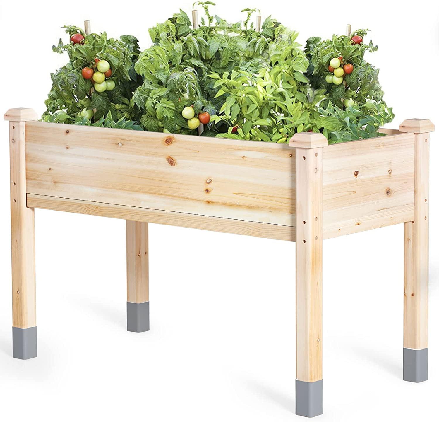 Natural Fir Wood Raised Garden Bed with Legs, 48”L x 24”W