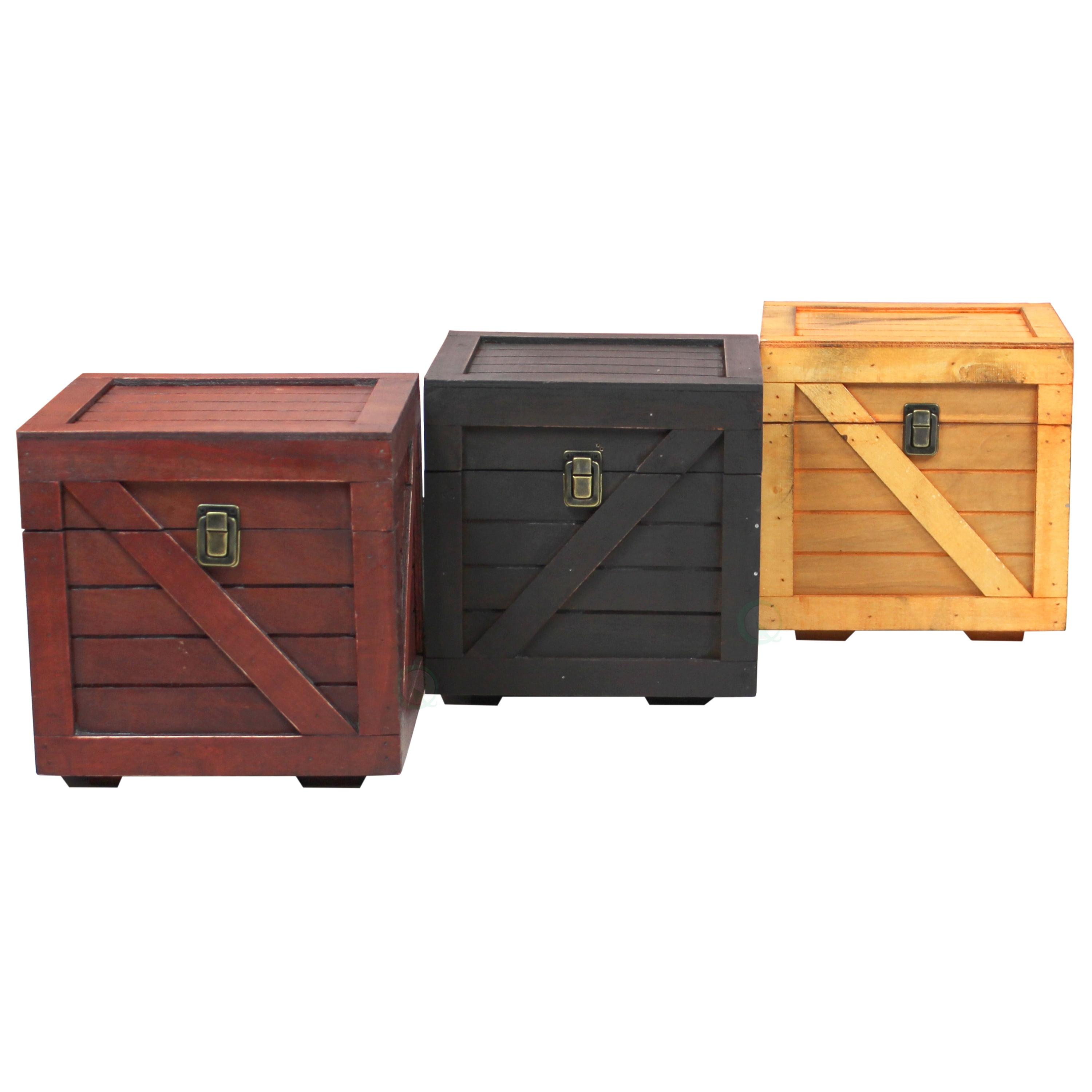 Light Brown Rustic Wooden Stackable Storage Cube