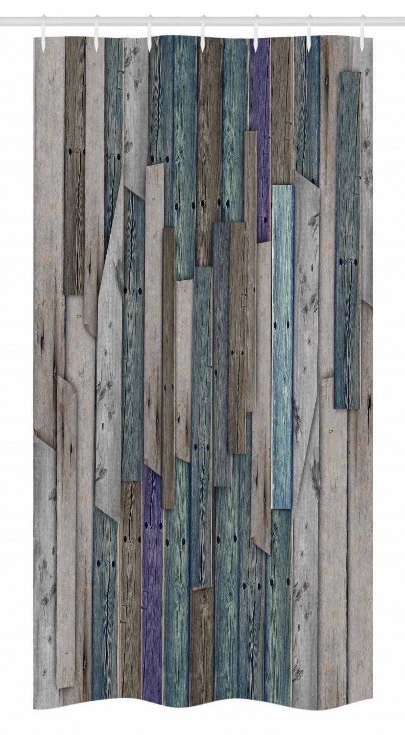 Rustic Blue Gray Wooden Plank Fabric Shower Curtain