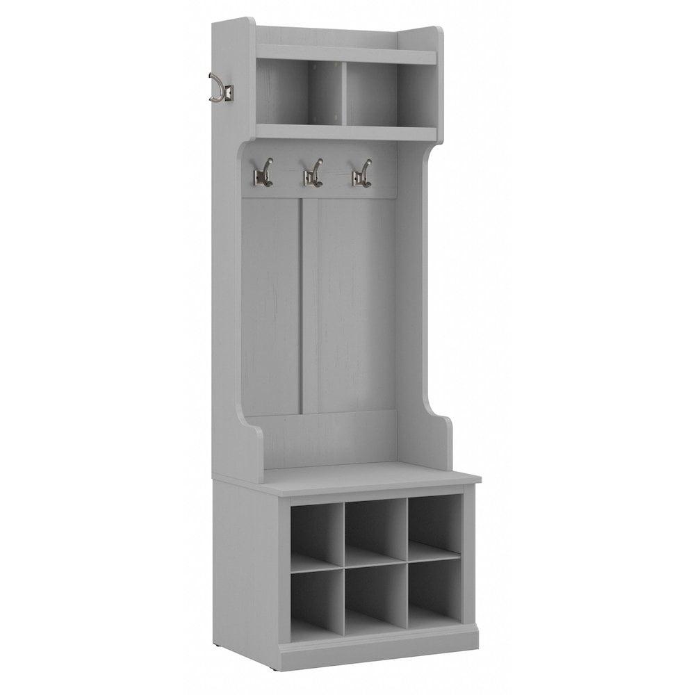 Woodland 24W Hall Tree & Shoe Bench w/ Shelves in Cape Cod Gray -Engineered Wood