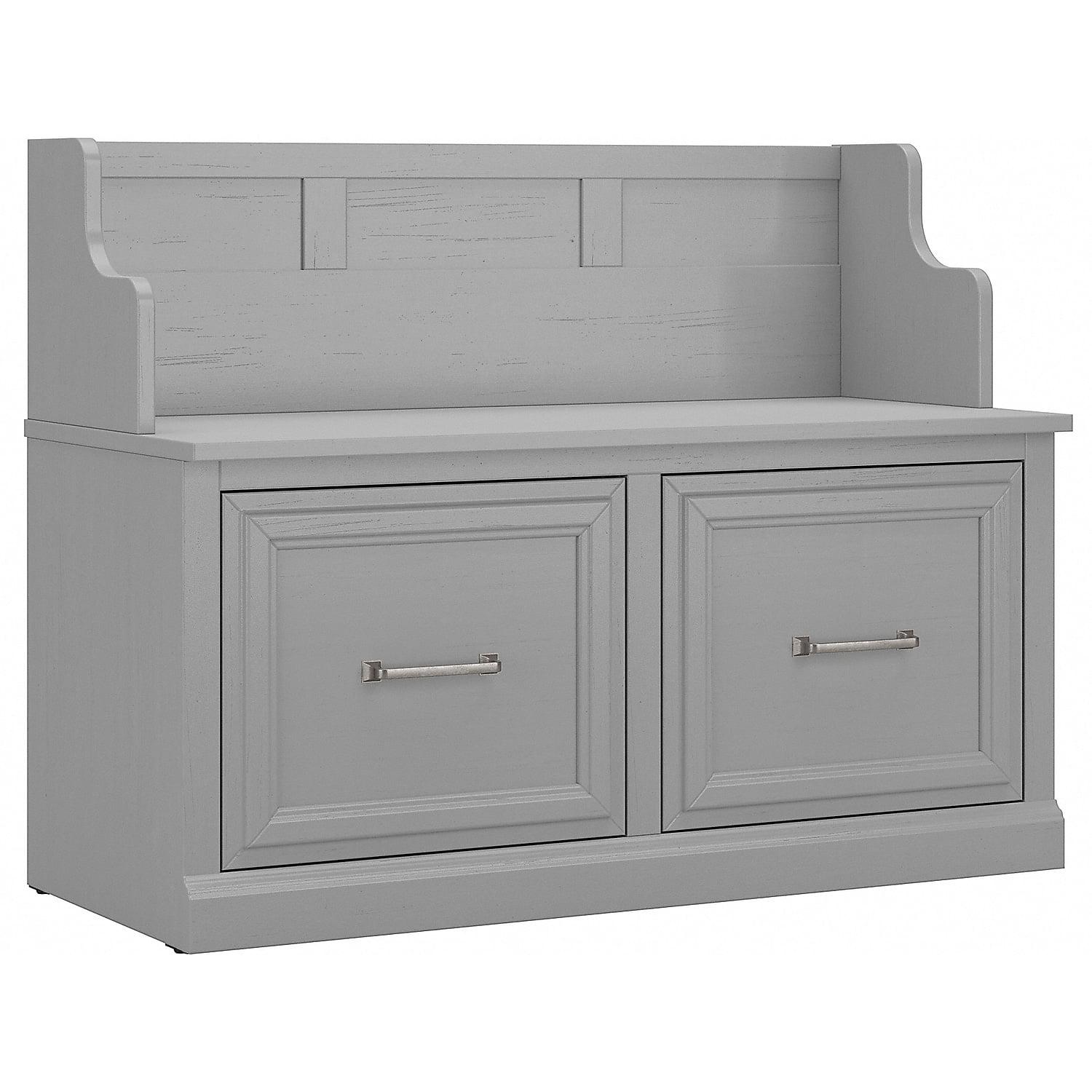 Cape Cod Gray Transitional Engineered Wood Storage Bench with Euro-Style Hinges