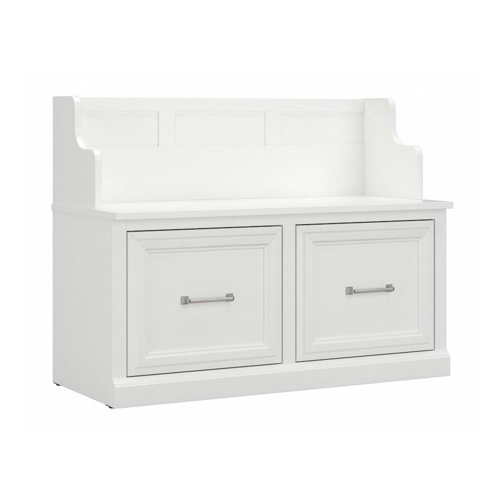 Woodland 40W Entryway Bench with Doors in White Ash - Engineered Wood