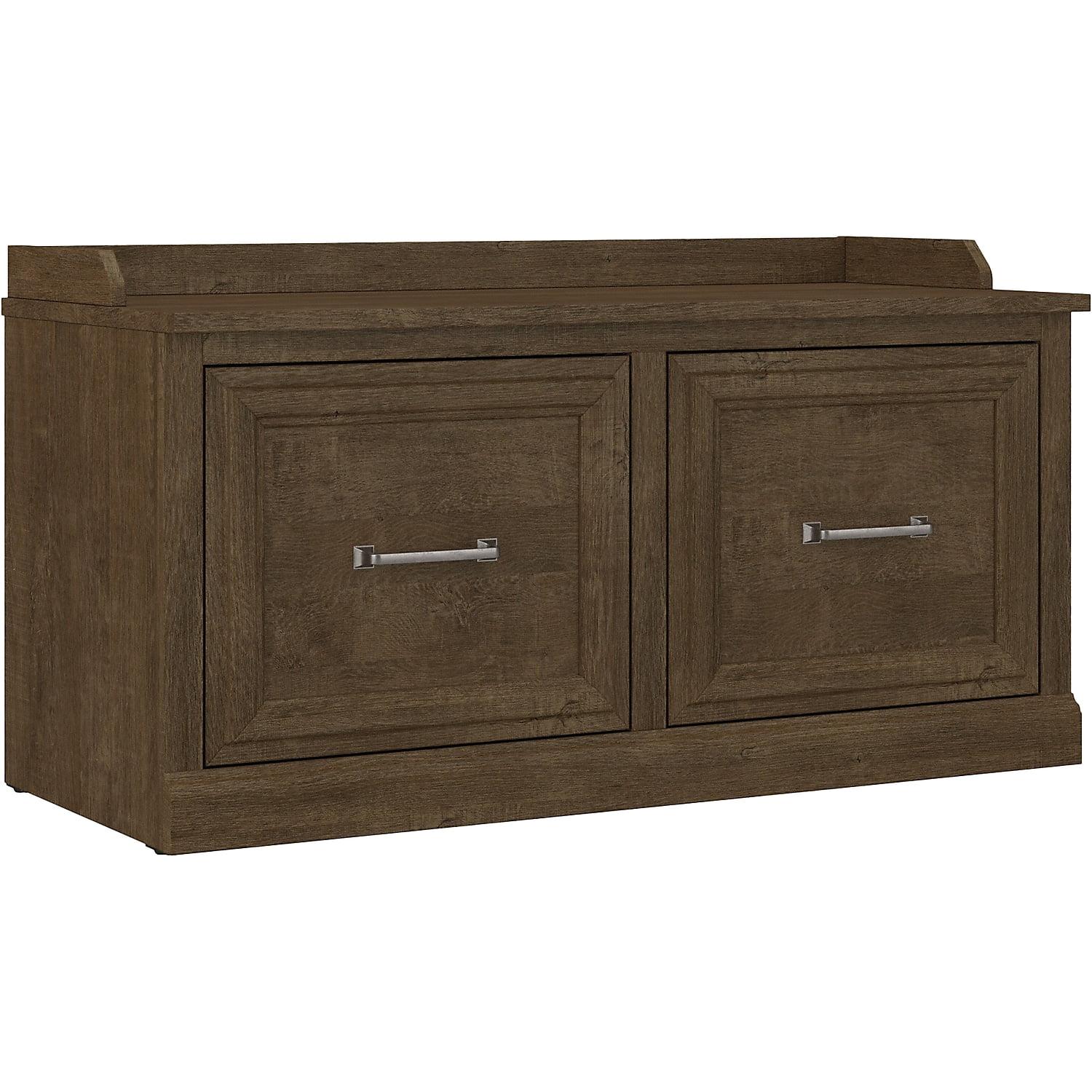 Ash Brown Engineered Wood Entryway Shoe Storage Bench with Doors