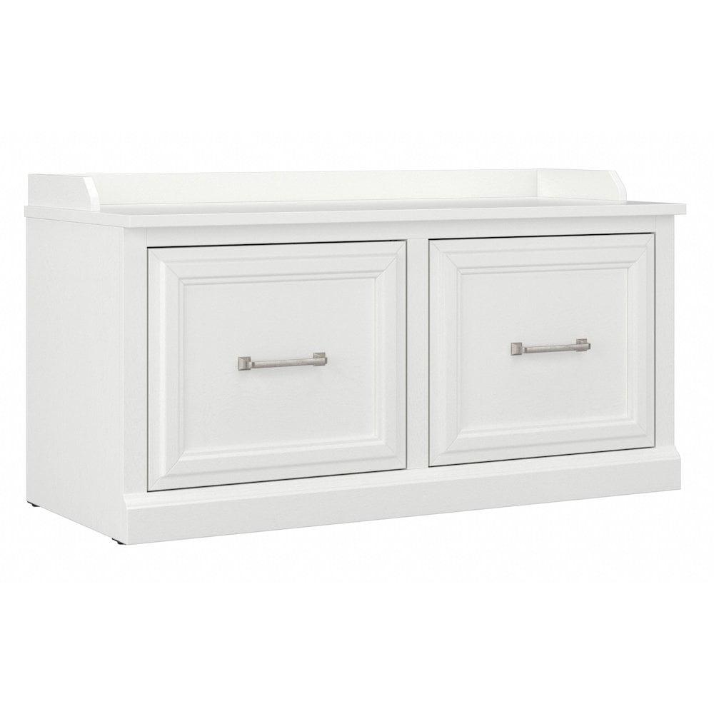 White Ash 40W Engineered Wood Shoe Storage Bench with Doors