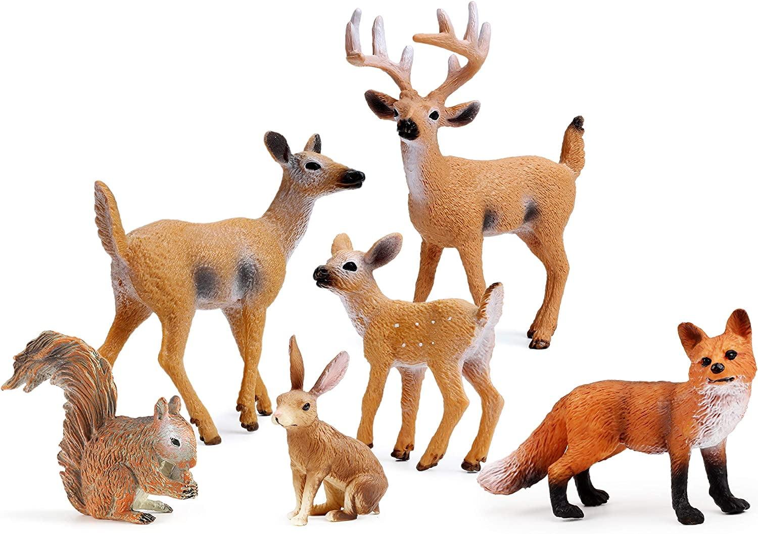 Hand-Painted Woodland Animal Figurines Set with Deer and Fox