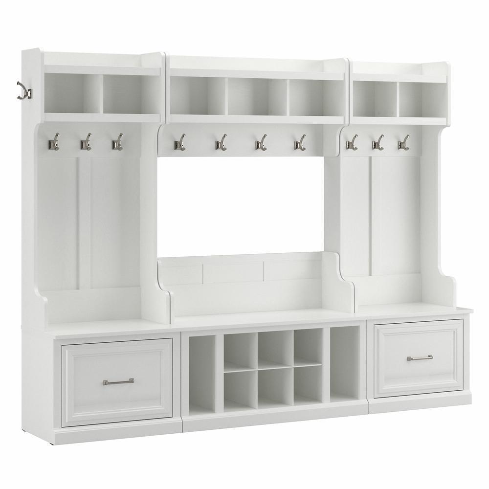 White Ash Transitional Full Entryway Set with Bench and Coat Hooks