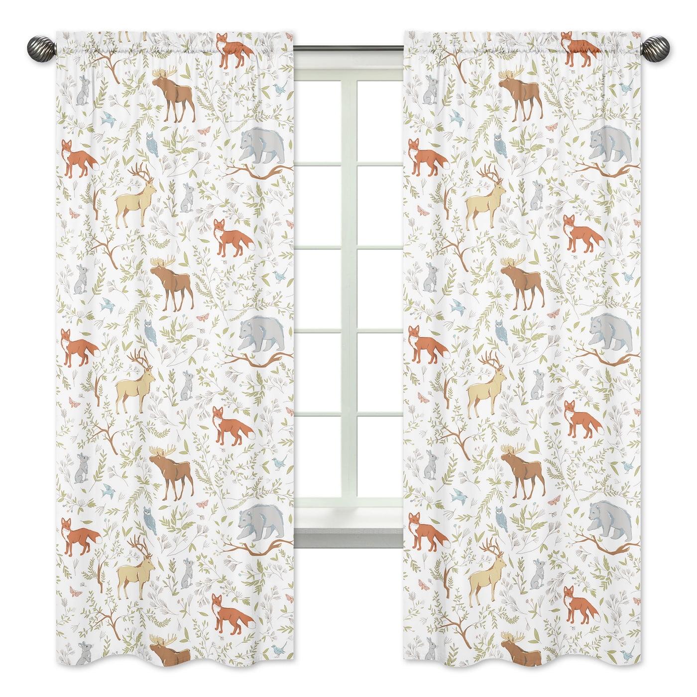 Woodland Toile Wildlife Semi-Sheer Rod Pocket Curtain Panels (Set of 2)