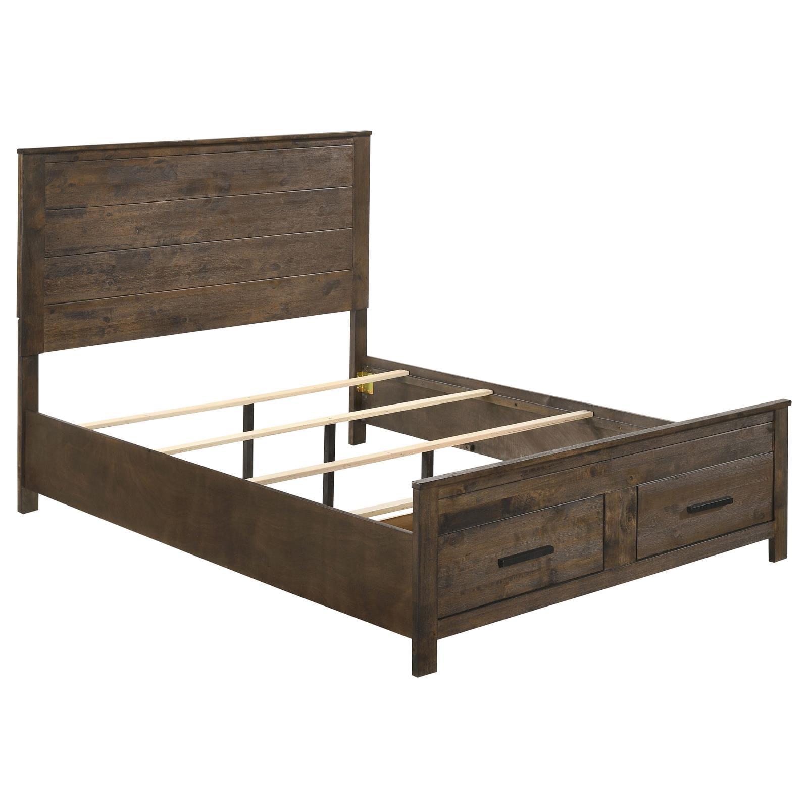 Countryside Allure Queen Storage Bed with Rustic Golden Brown Finish