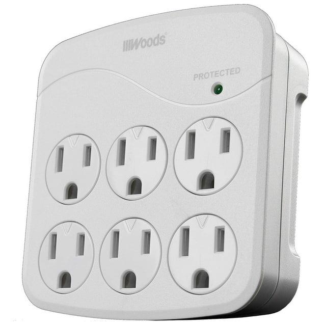 Woods 41076 Surge Protector with 6 Power, 6-Outlet 1440J of Protection
