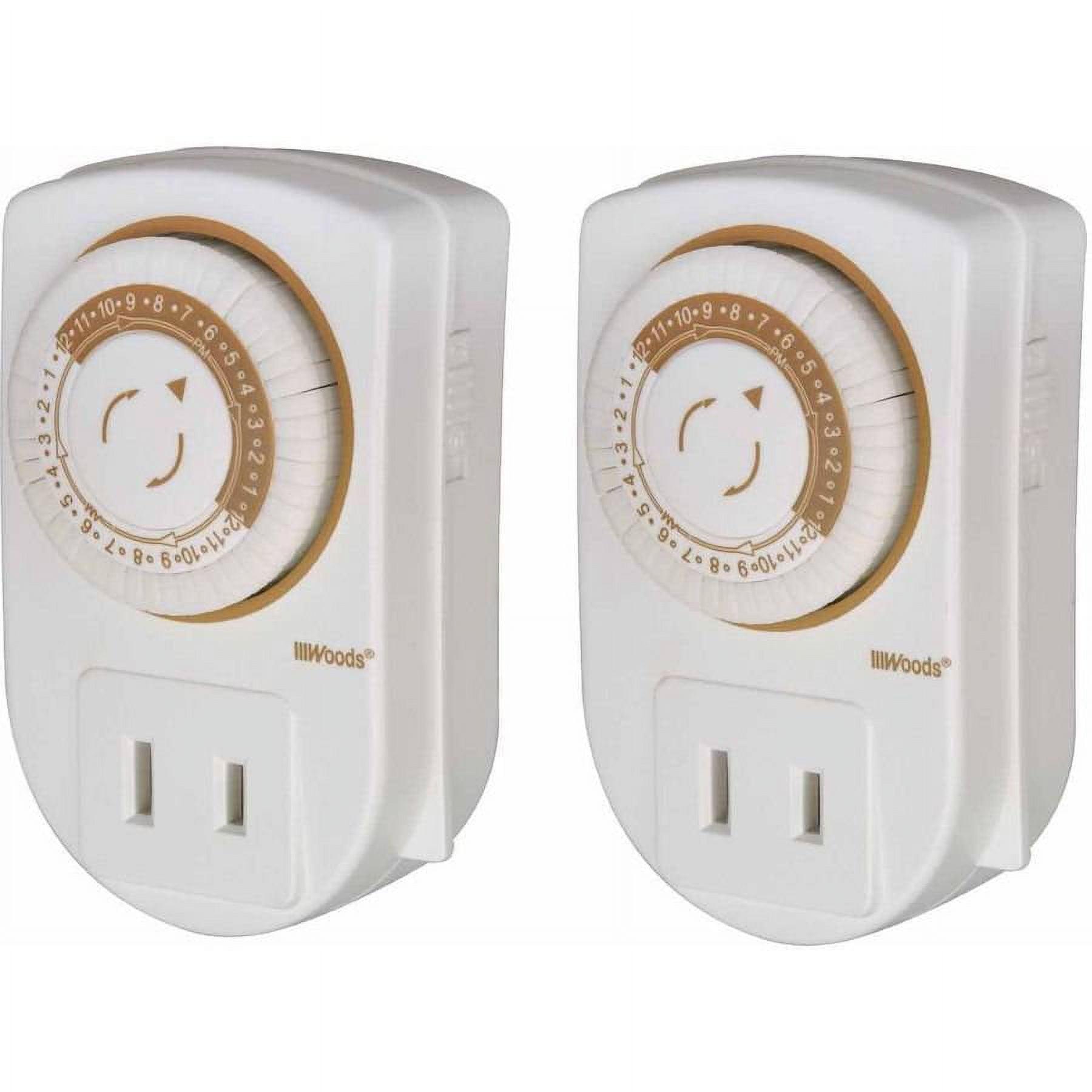 Woods White 24-Hour Mechanical Outlet Timer 2-Pack