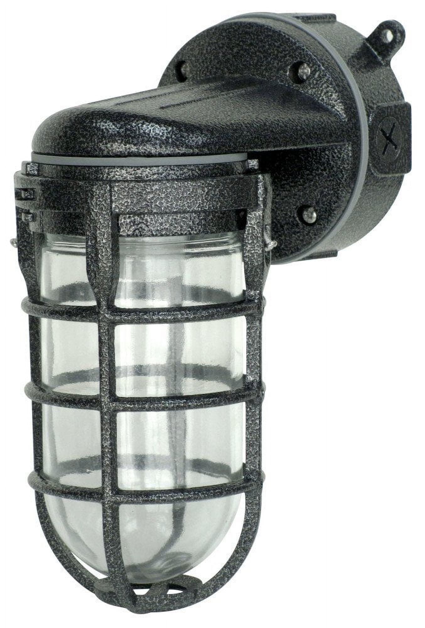 Woods L1707SVBLK Wall Mount Light in Hammered Black Finish Sturdy Die Cast Aluminum Cage, Suitable for Indoor and Outdoor Use