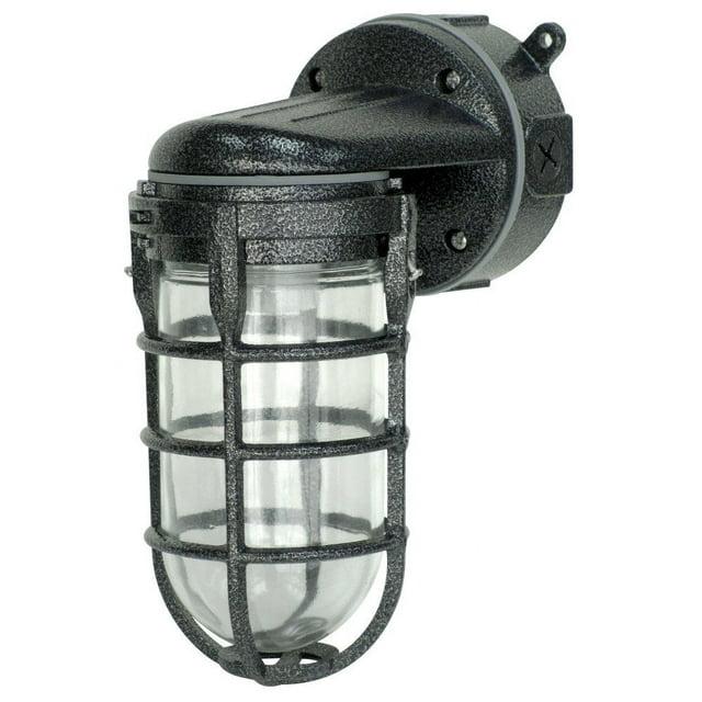 Woods L1707SVBLK Wall Mount Light in Hammered Black Finish Sturdy Die Cast Aluminum Cage, Suitable for Indoor and Outdoor Use