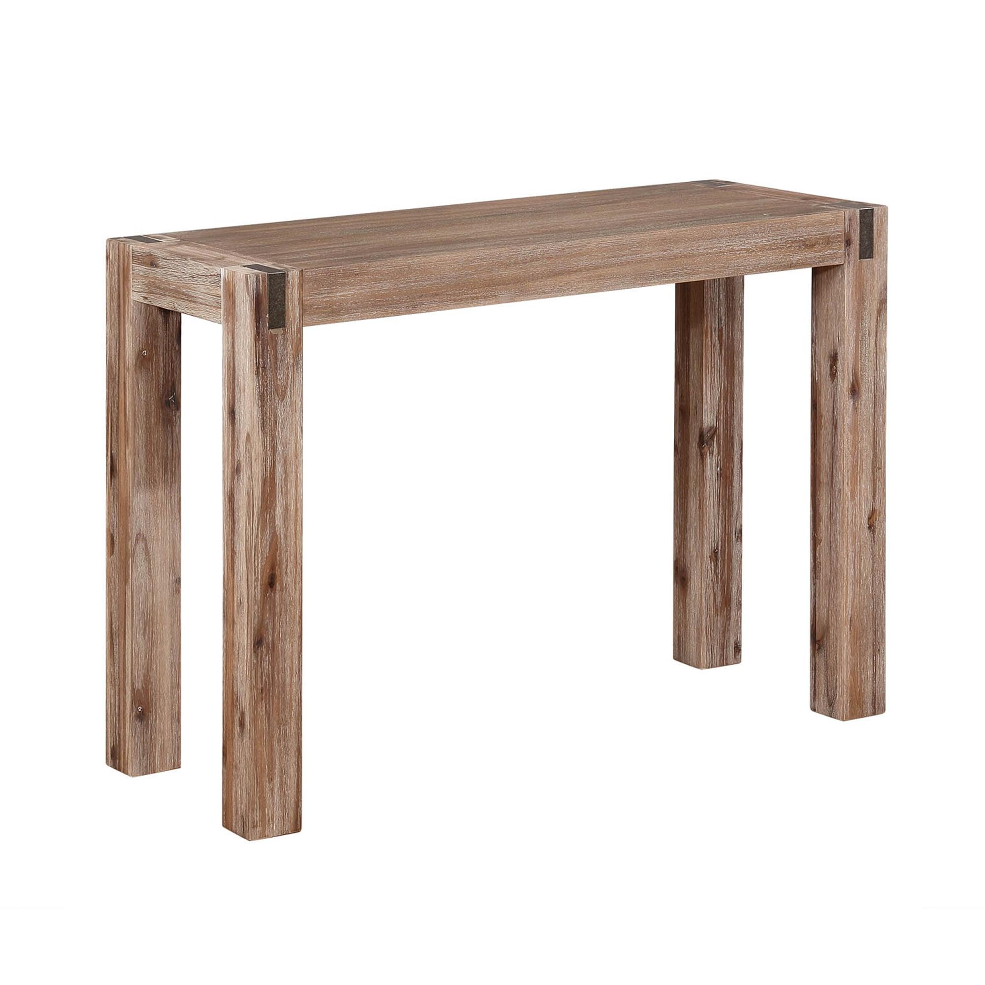 Woodstock Acacia Wood and Bronze Media Console Table, Brushed Driftwood