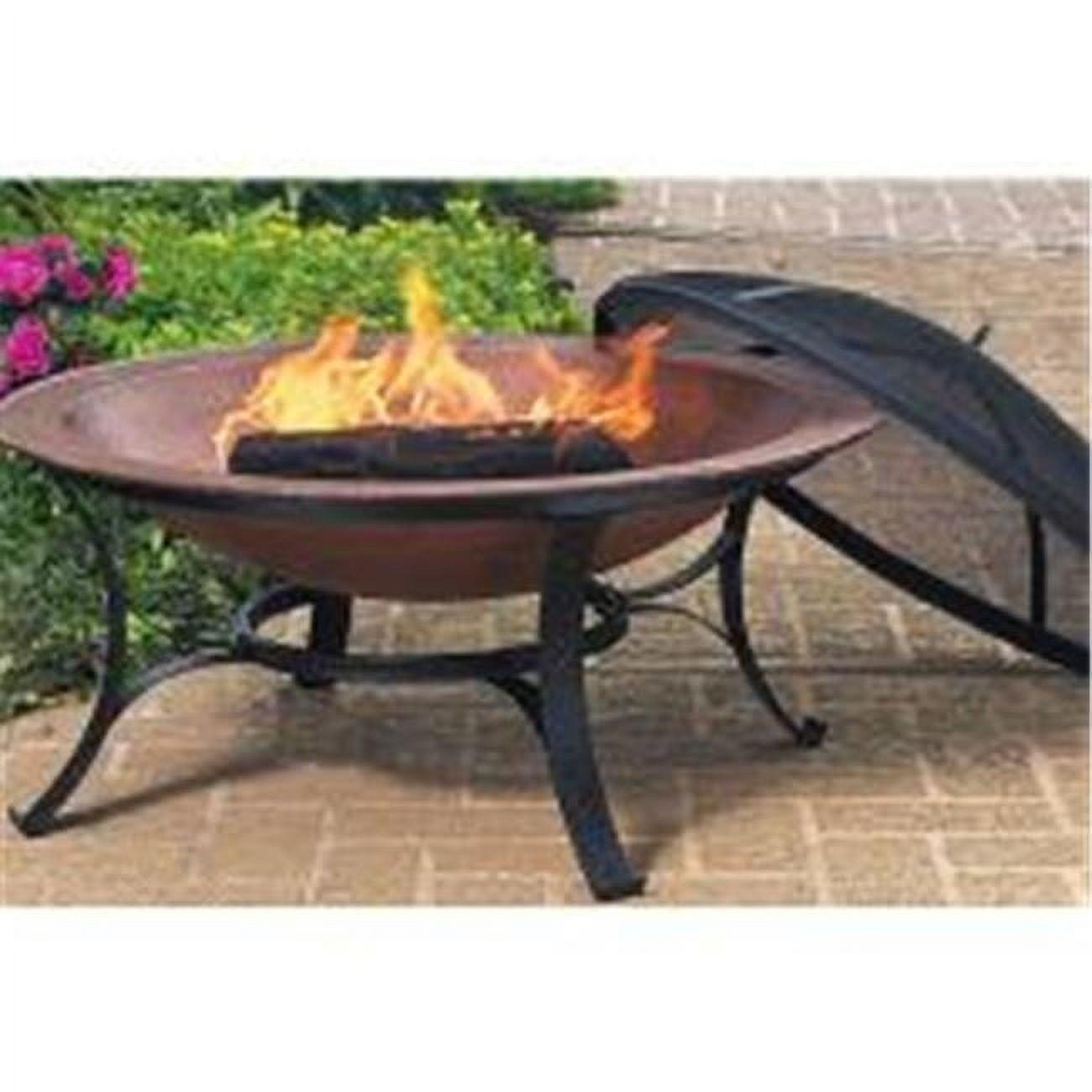 Round Copper Finish Cast Iron Fire Pit with Stand