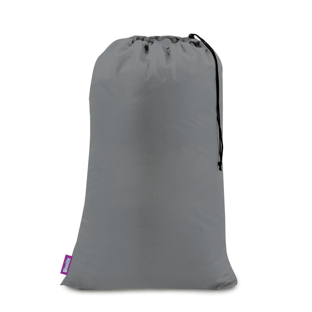 Grey Nylon Antimicrobial Large Drawstring Laundry Bag