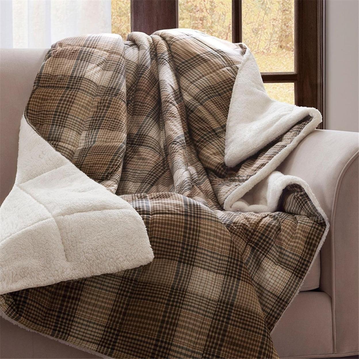 50"x70" Lumberjack Soft Spun Filled Throw Blanket Brown - Woolrich