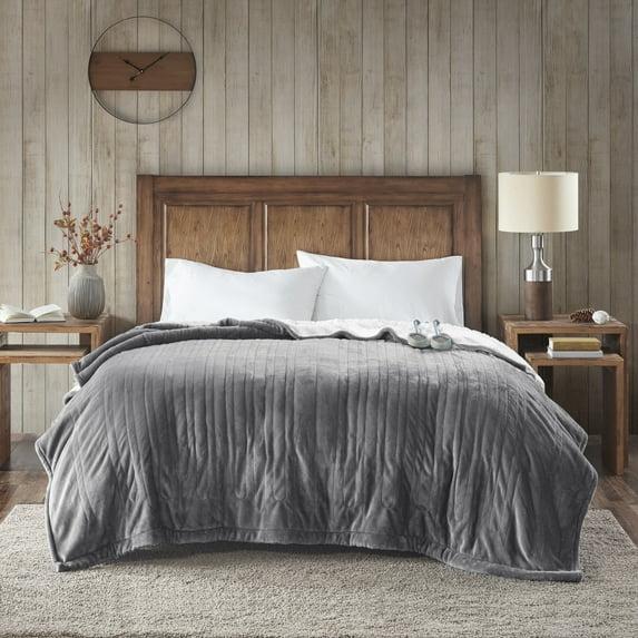 Woolrich Woolrich Heated Plush to Berber Grey Blanket Full