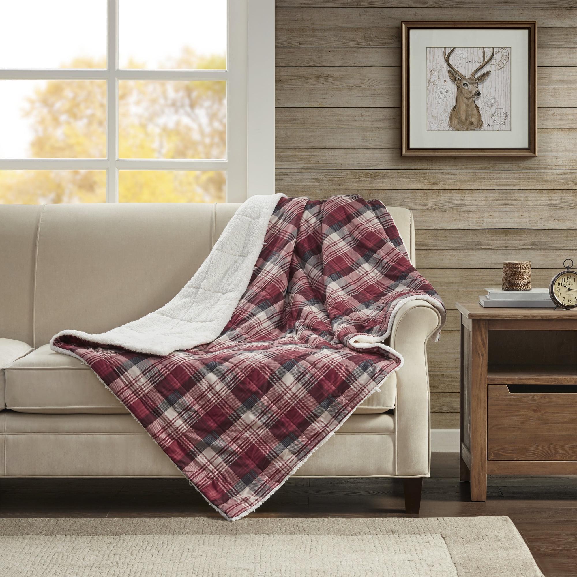 Red Plaid Sherpa Reversible Oversized Throw Blanket