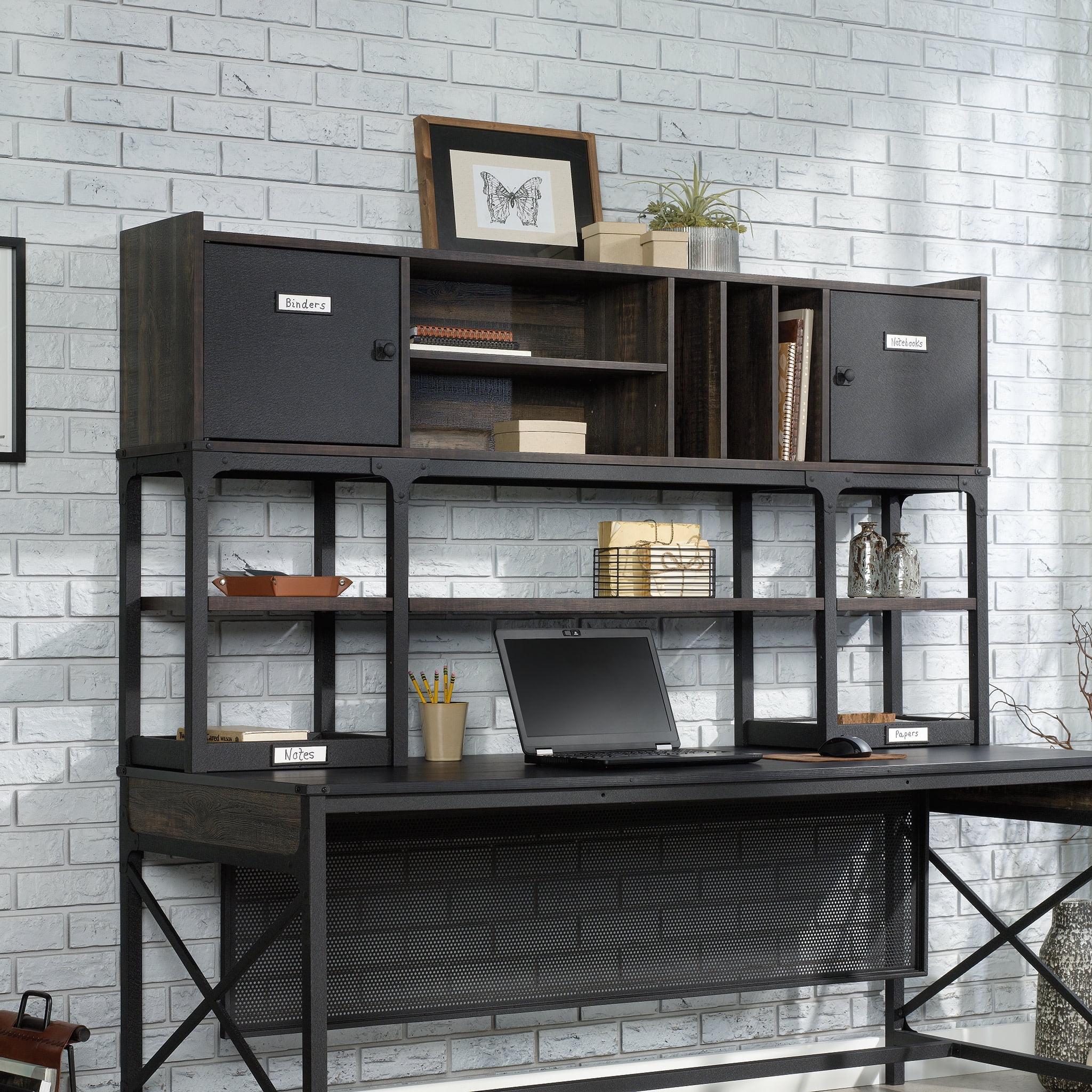 Carbon Oak 72" Desk Hutch with Metal Framework