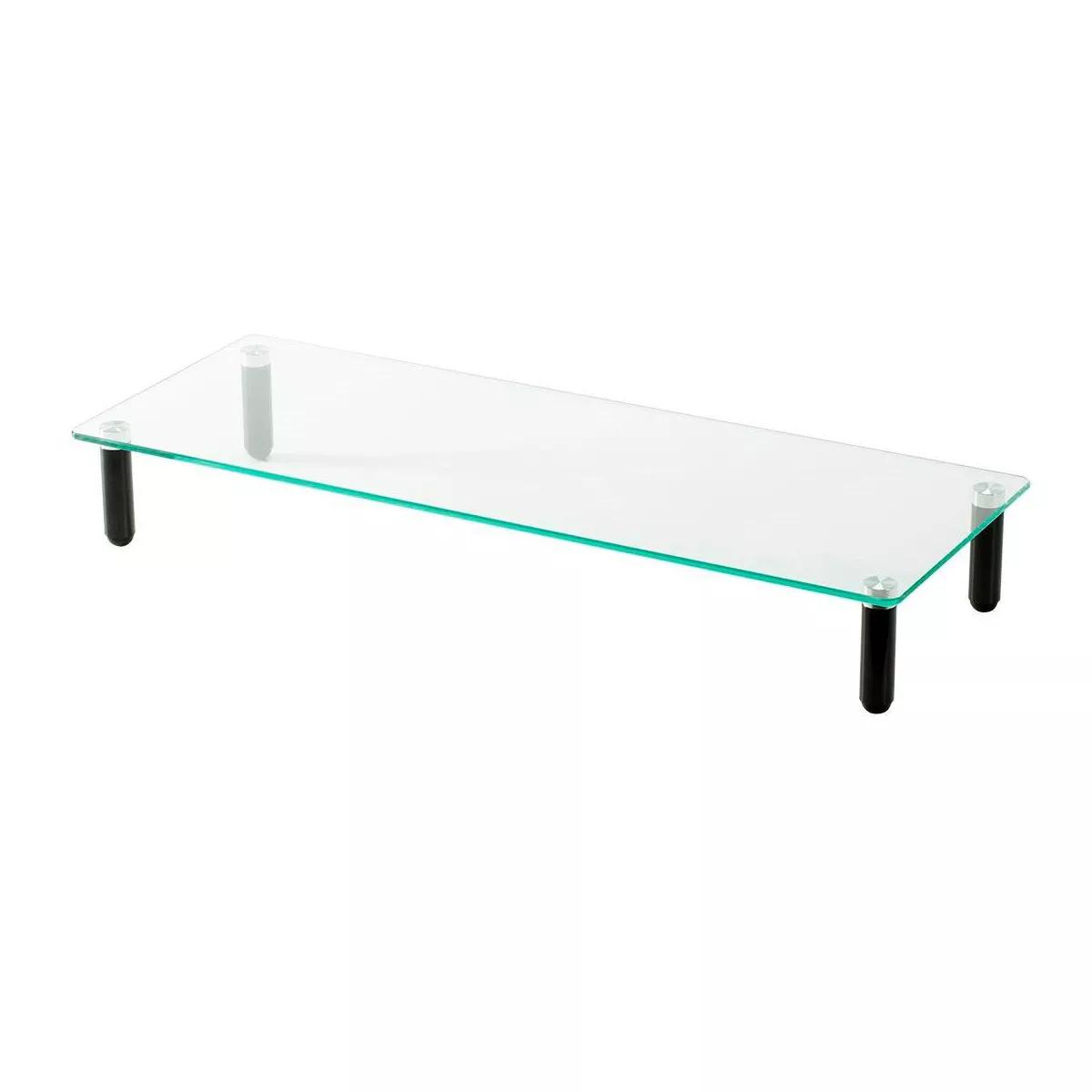 Universal Glass Monitor Riser Shelf with Black Feet