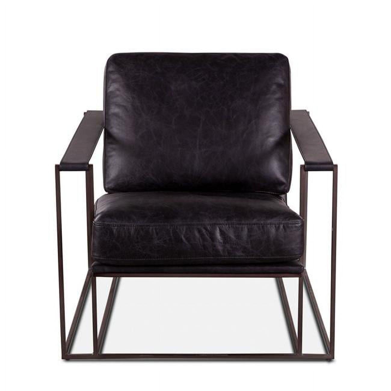 Portlando Black Leather and Metal Industrial Accent Chair