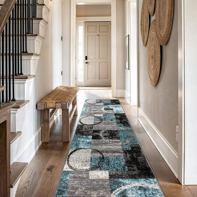 World Rug Gallery Abstract Circle Area Rug - GRAY 2'7"x10'
