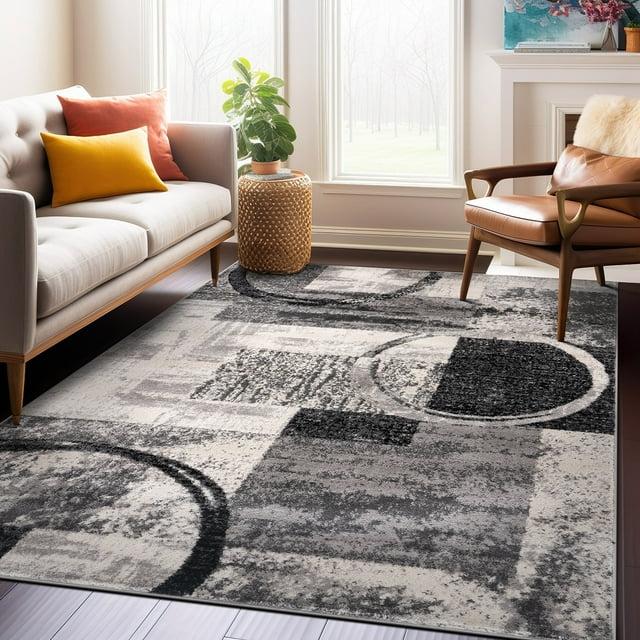 World Rug Gallery Abstract Circle Cream 3'3"x5' Area Rug