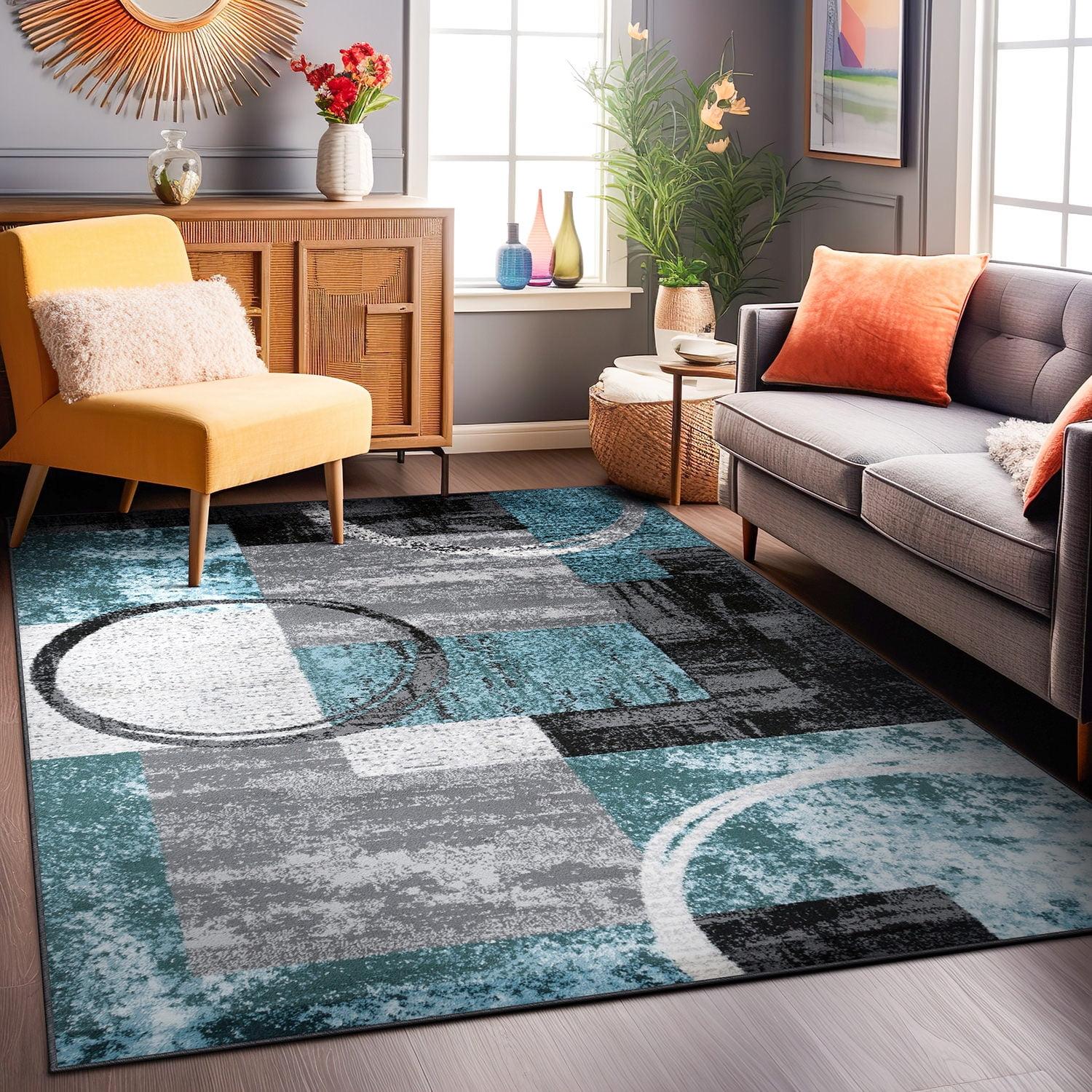 World Rug Gallery Abstract Circle Gray 6'6"x9' Area Rug