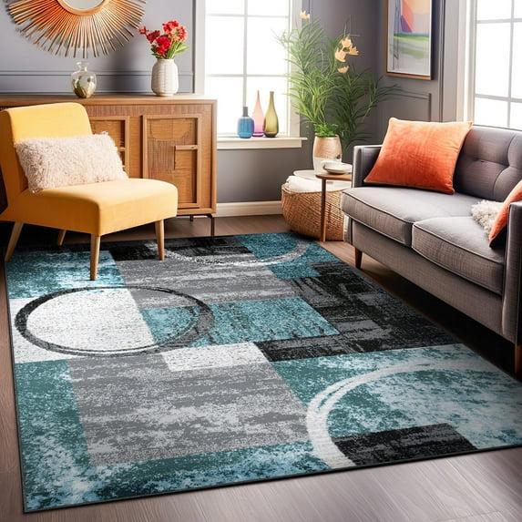 World Rug Gallery Abstract Circle Gray 8'8"x12' Area Rug