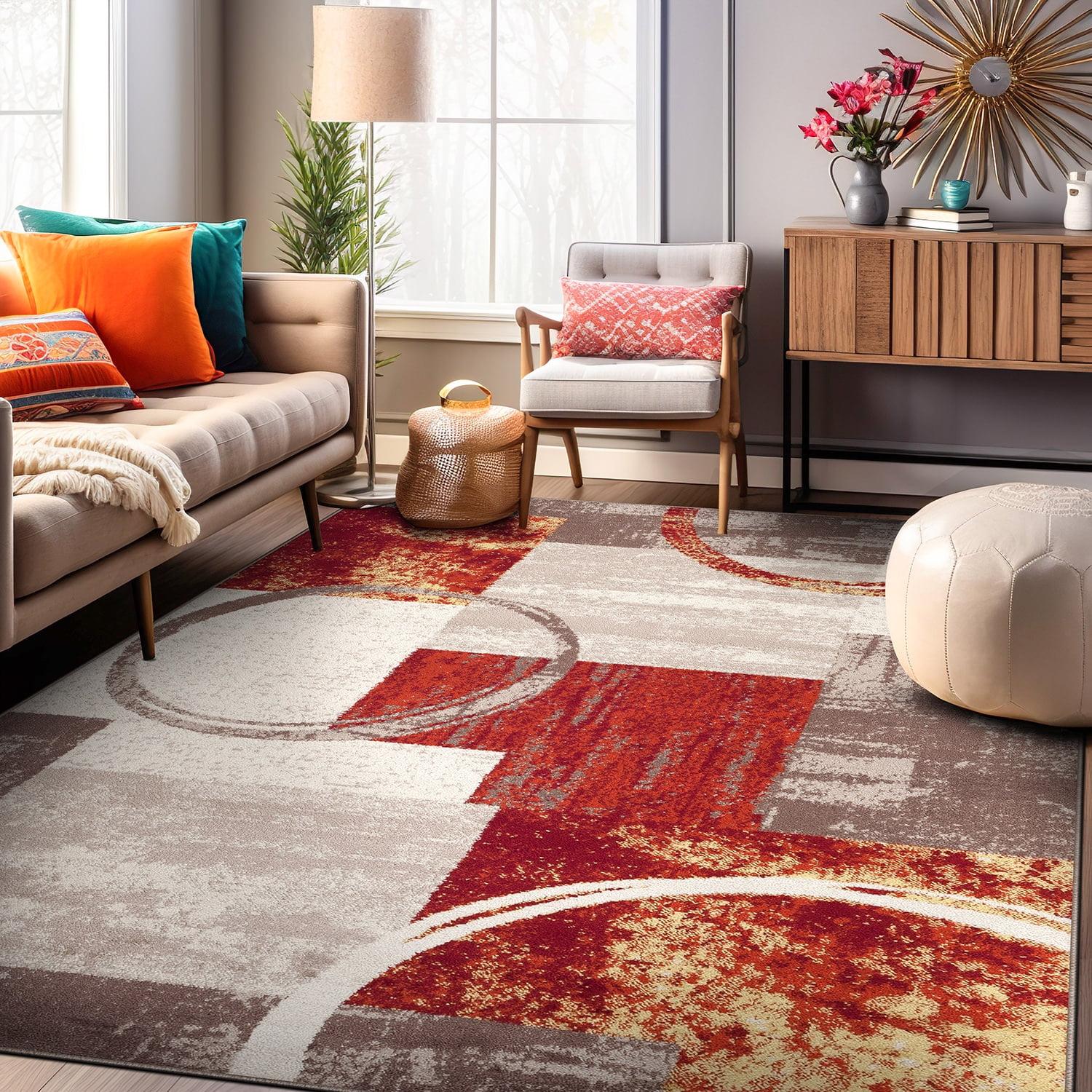 World Rug Gallery Abstract Circle Multi 8'8"x12' Area Rug
