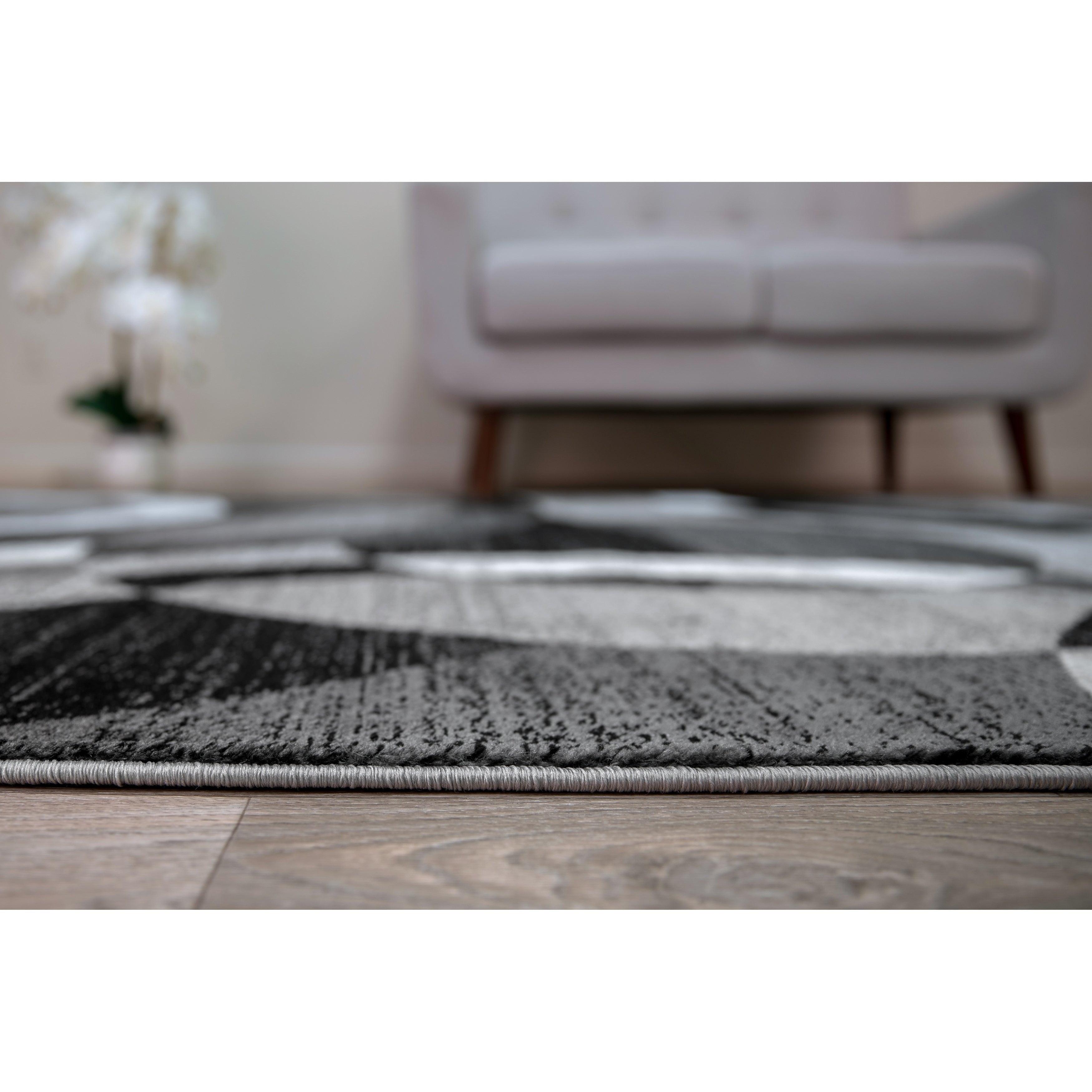 World Rug Gallery Geometric Circles Gray 2' x 3' Area Rug