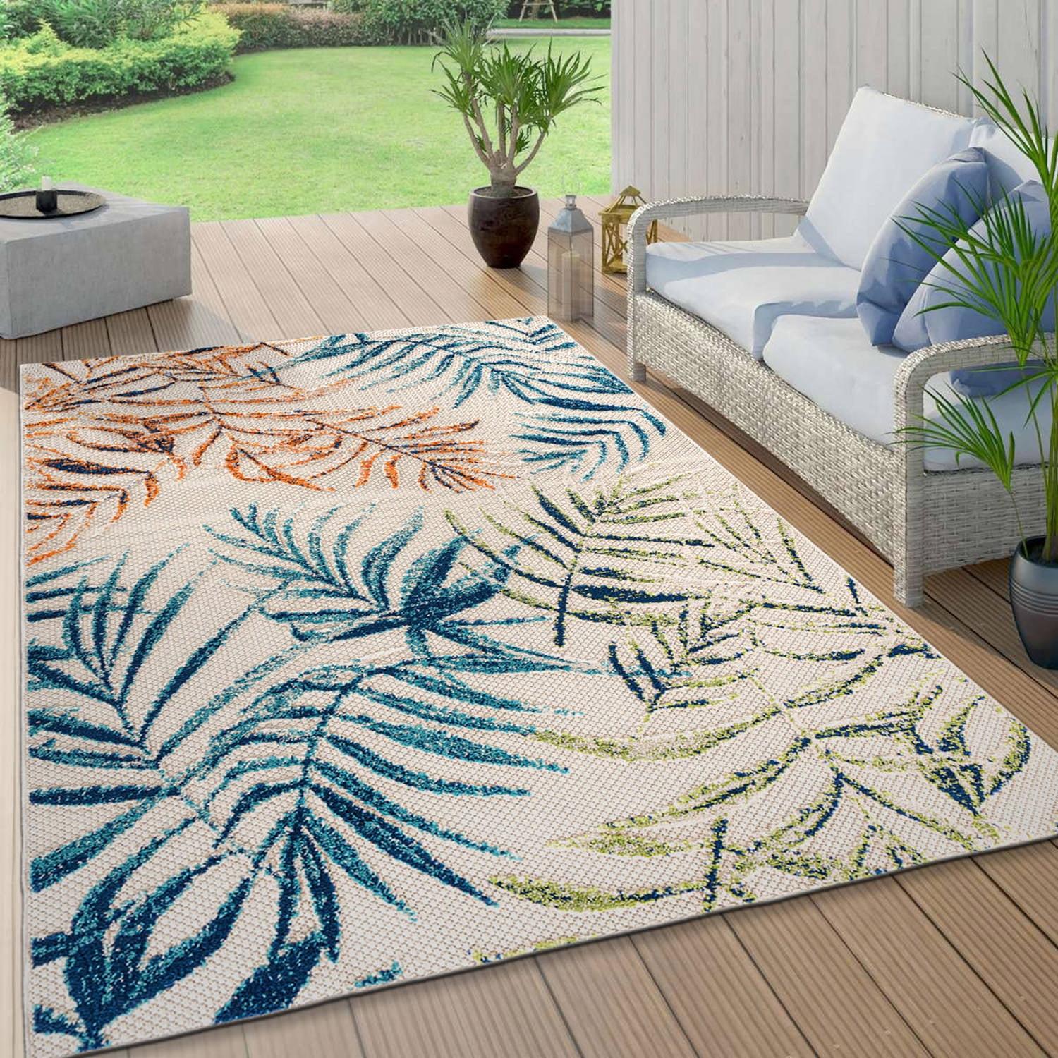 World Rug Gallery Bahama Palm Frond Floral Indoor/Outdoor Area Rug - Multi 7'10" x 10'