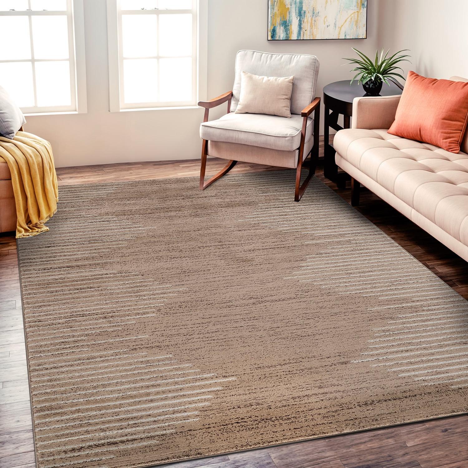 World Rug Gallery Bohemian Stripe Area Rug - BEIGE 5'x7'